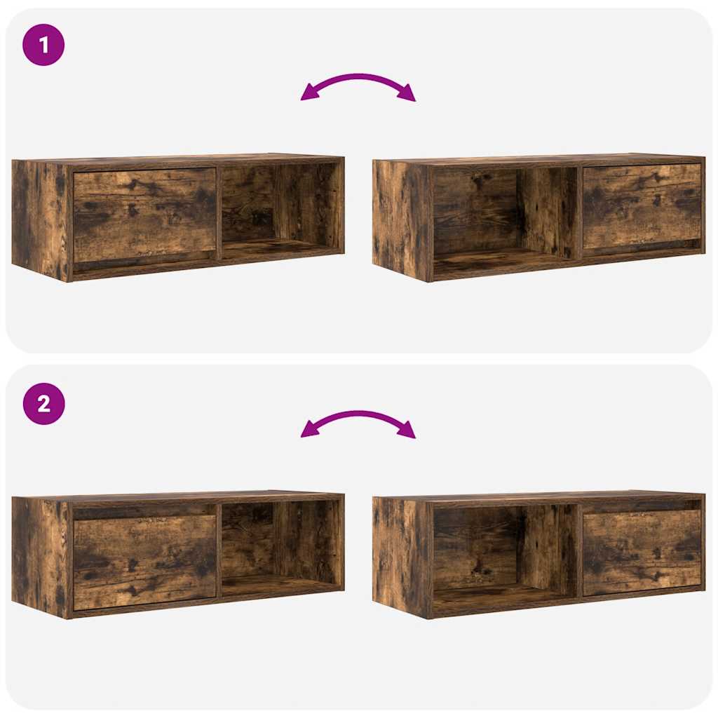 füstös tölgy színű szerelt fa TV-szekrény 80x31x25,5 cm