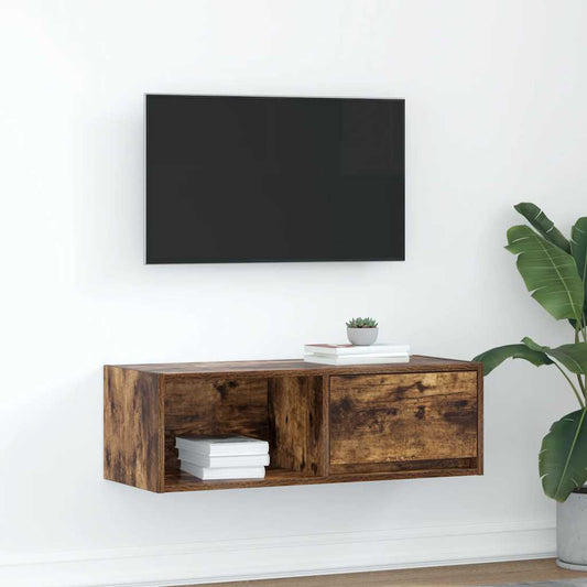 füstös tölgy színű szerelt fa TV-szekrény 80x31x25,5 cm