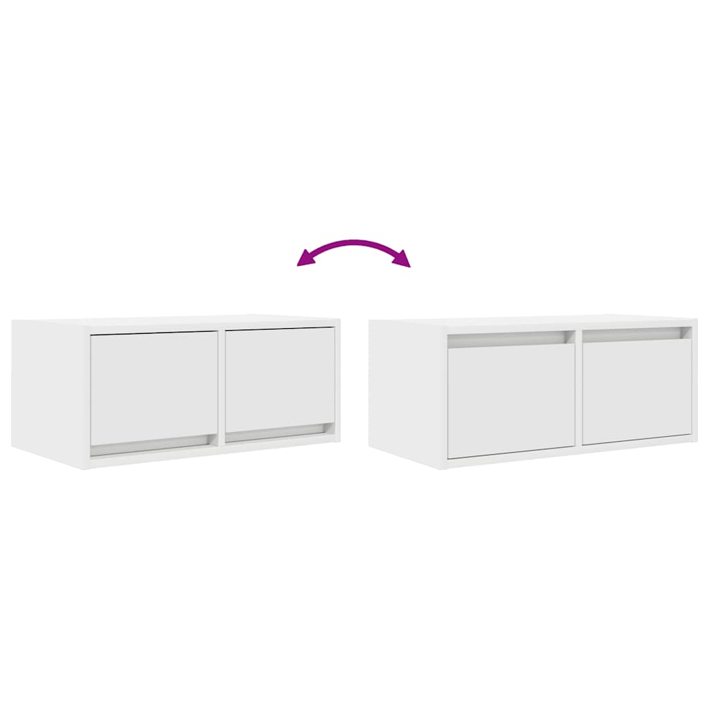 2 db fehér szerelt fa TV-szekrény 60x31x25,5 cm