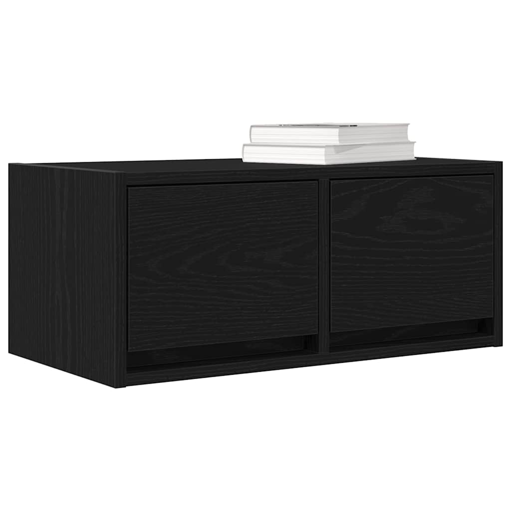 2 db fekete tölgy színű szerelt fa TV-szekrény 60x31x25,5 cm