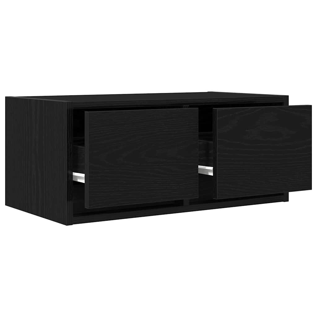 2 db fekete tölgy színű szerelt fa TV-szekrény 60x31x25,5 cm