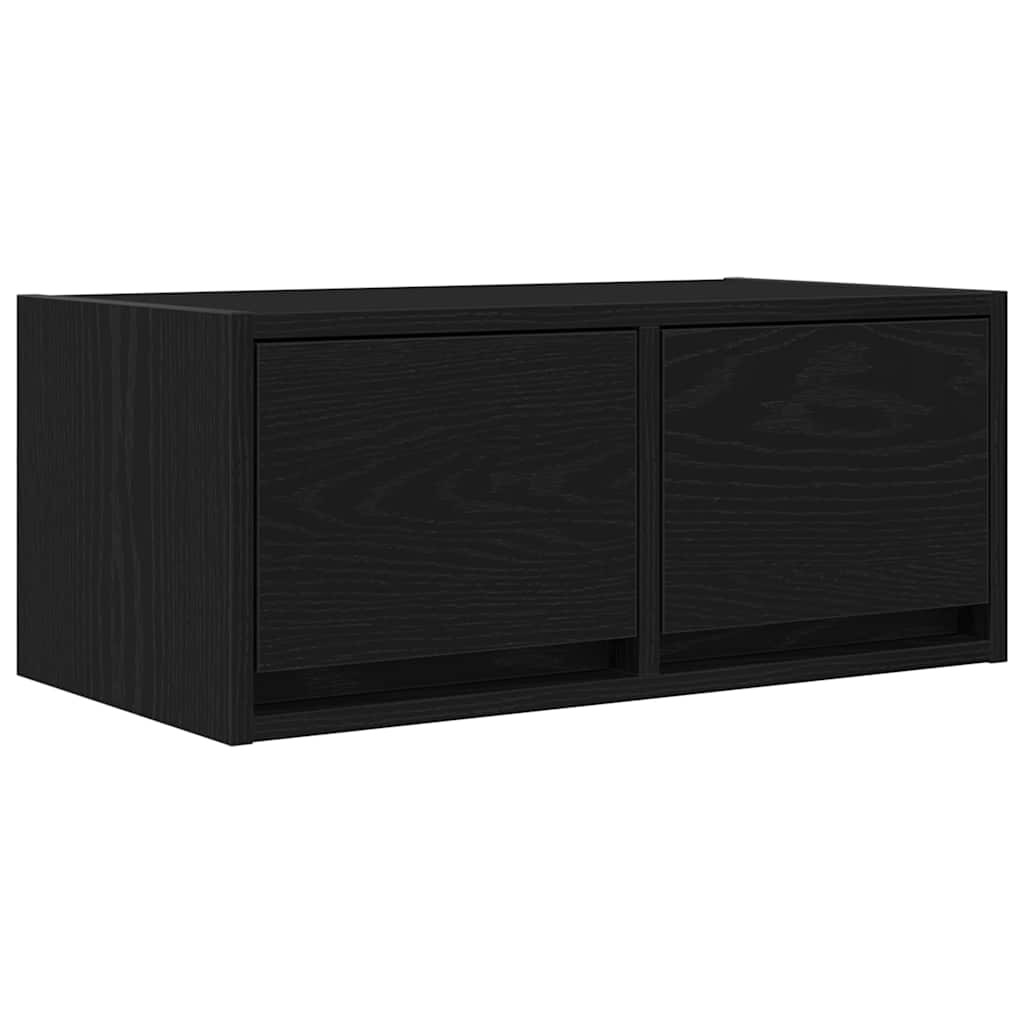2 db fekete tölgy színű szerelt fa TV-szekrény 60x31x25,5 cm