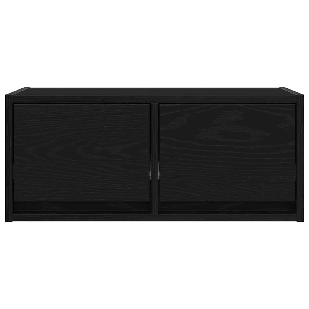 2 db fekete tölgy színű szerelt fa TV-szekrény 60x31x25,5 cm