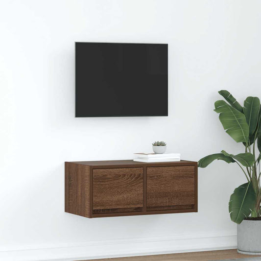 barna tölgy színű szerelt fa TV-szekrény 60x31x25,5 cm