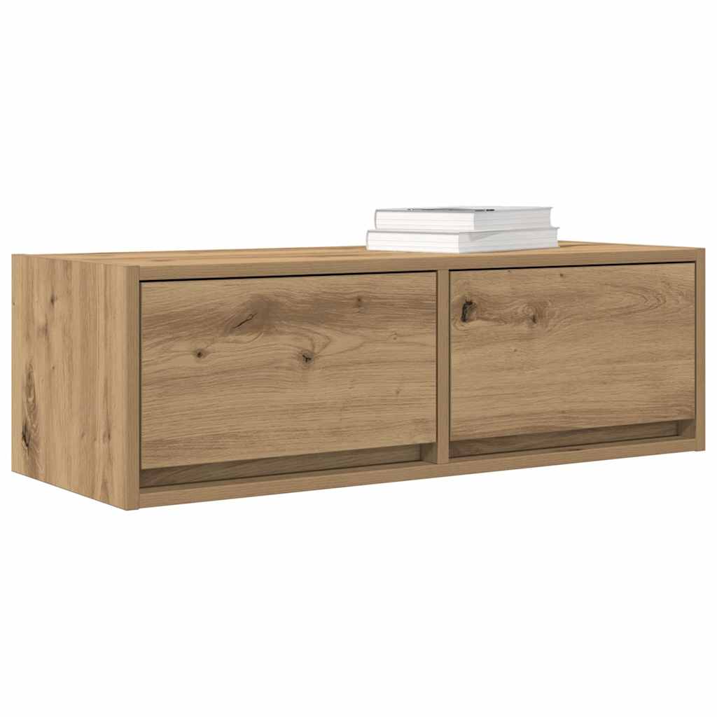 2 db kézműves tölgy színű szerelt fa TV-szekrény 80x31x25,5 cm