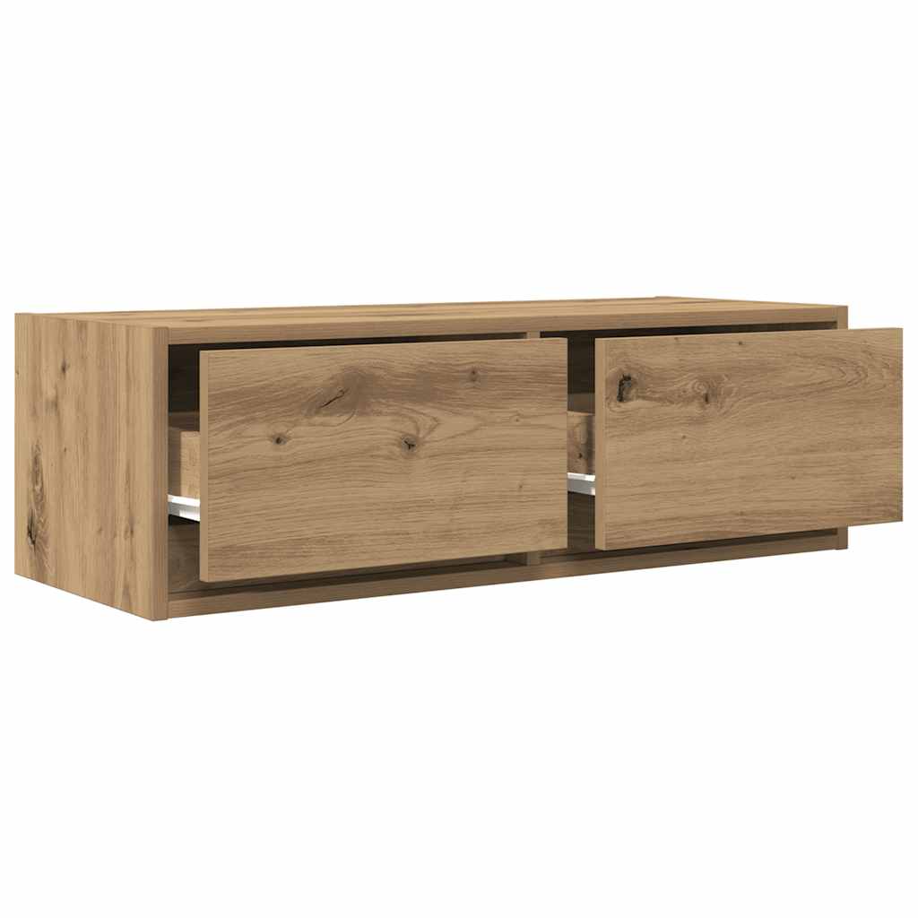 2 db kézműves tölgy színű szerelt fa TV-szekrény 80x31x25,5 cm