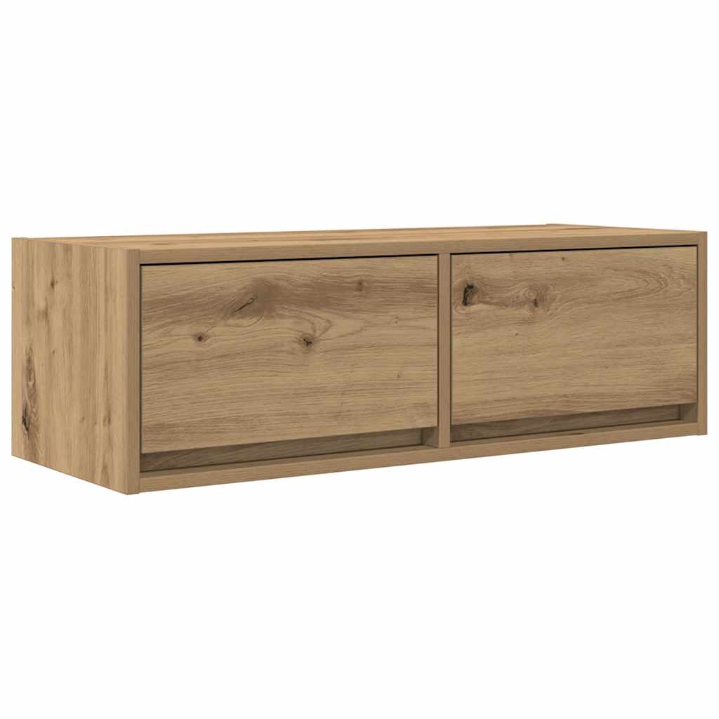 2 db kézműves tölgy színű szerelt fa TV-szekrény 80x31x25,5 cm