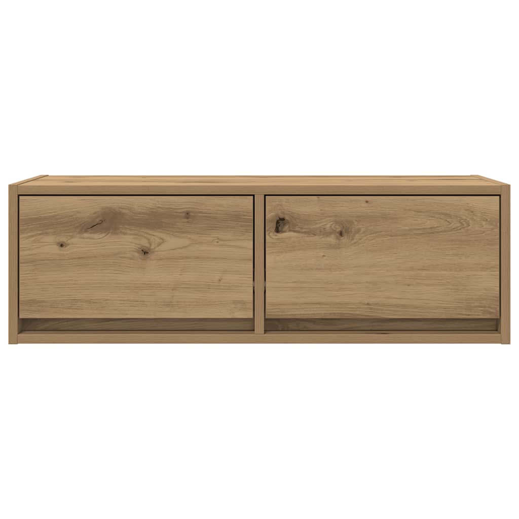 2 db kézműves tölgy színű szerelt fa TV-szekrény 80x31x25,5 cm