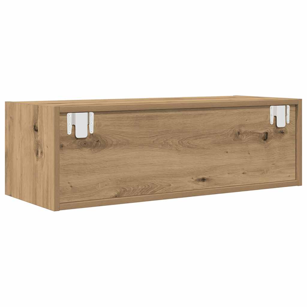 2 db kézműves tölgy színű szerelt fa TV-szekrény 80x31x25,5 cm