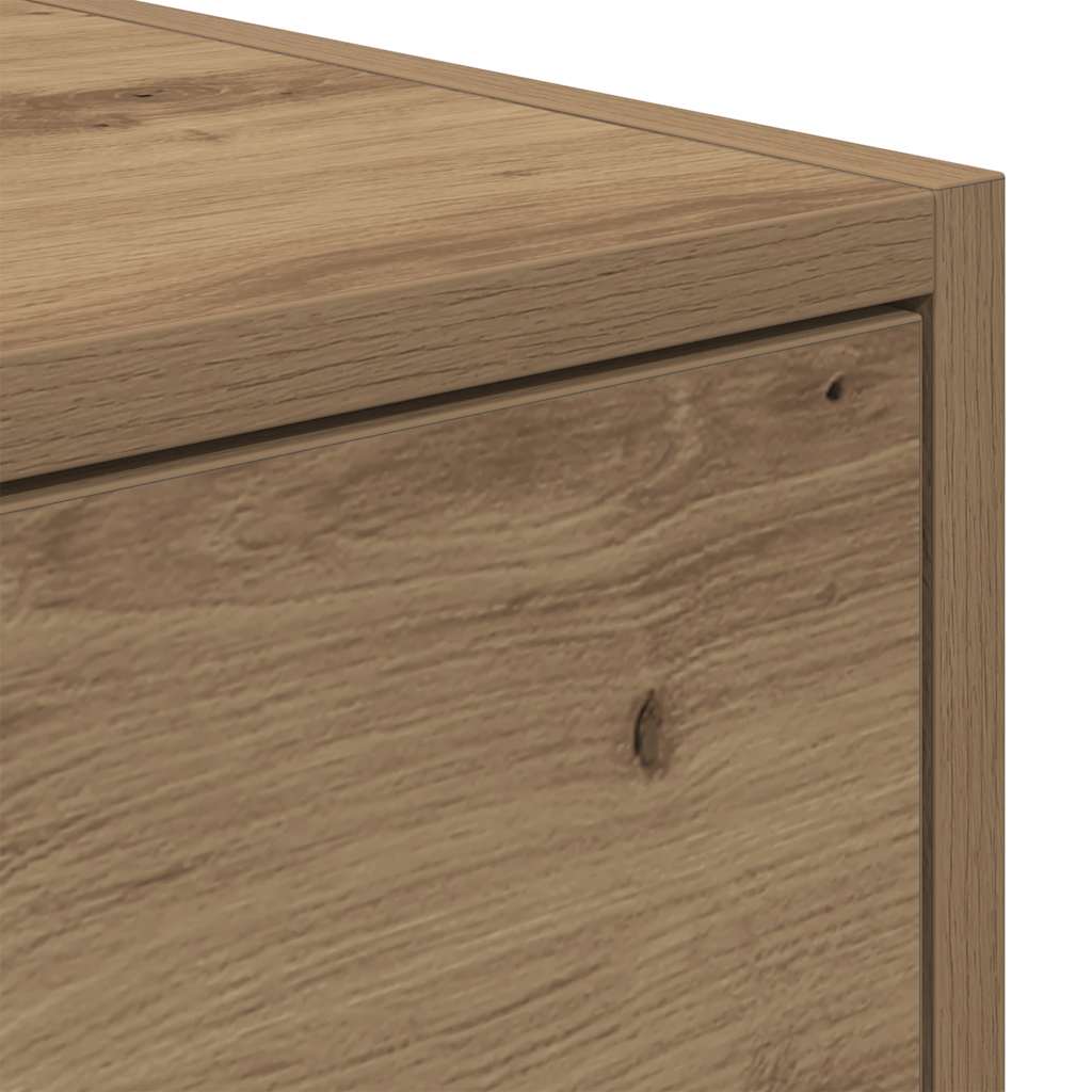 2 db kézműves tölgy színű szerelt fa TV-szekrény 80x31x25,5 cm
