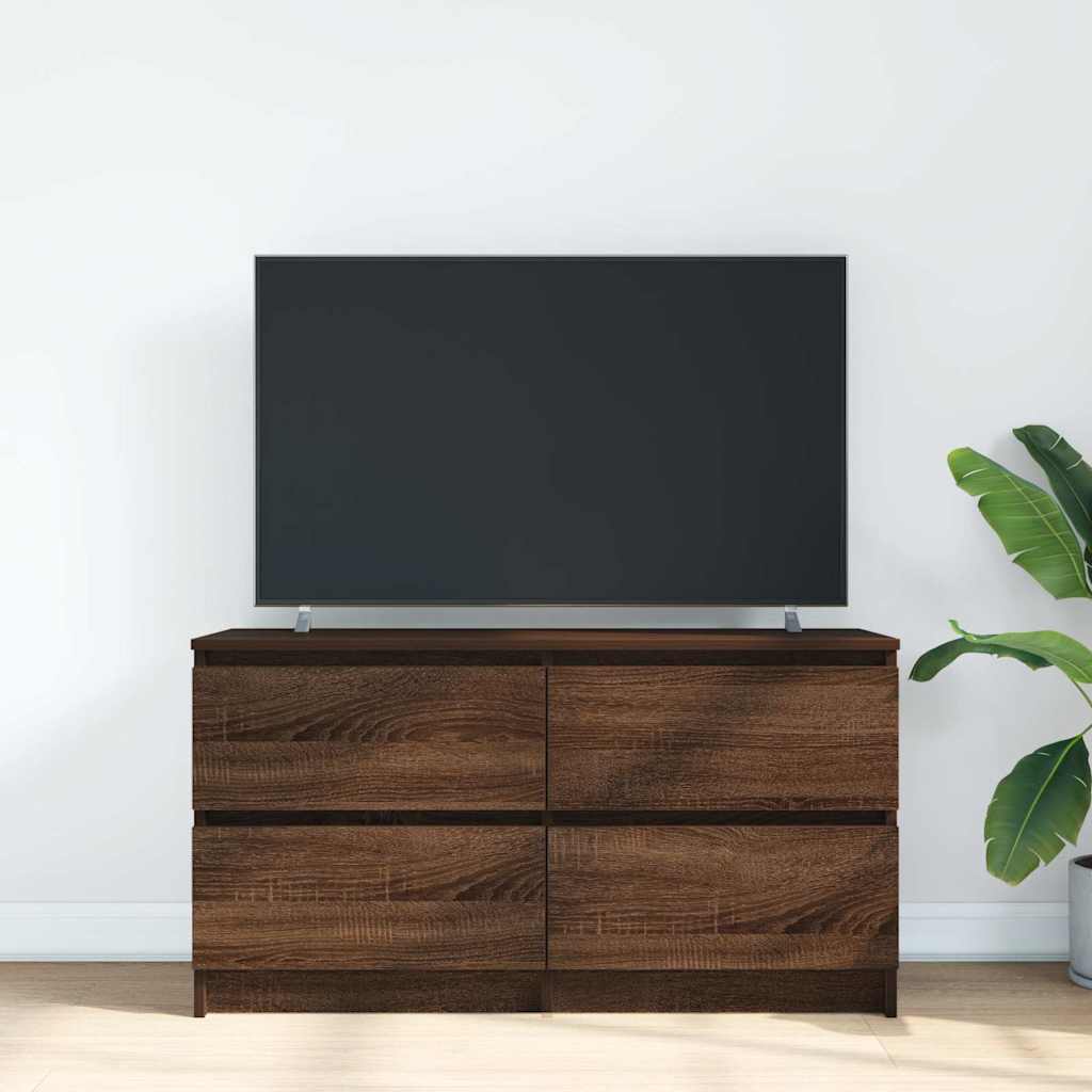 barna tölgyszínű szerelt fa TV-szekrény 100x35x54 cm