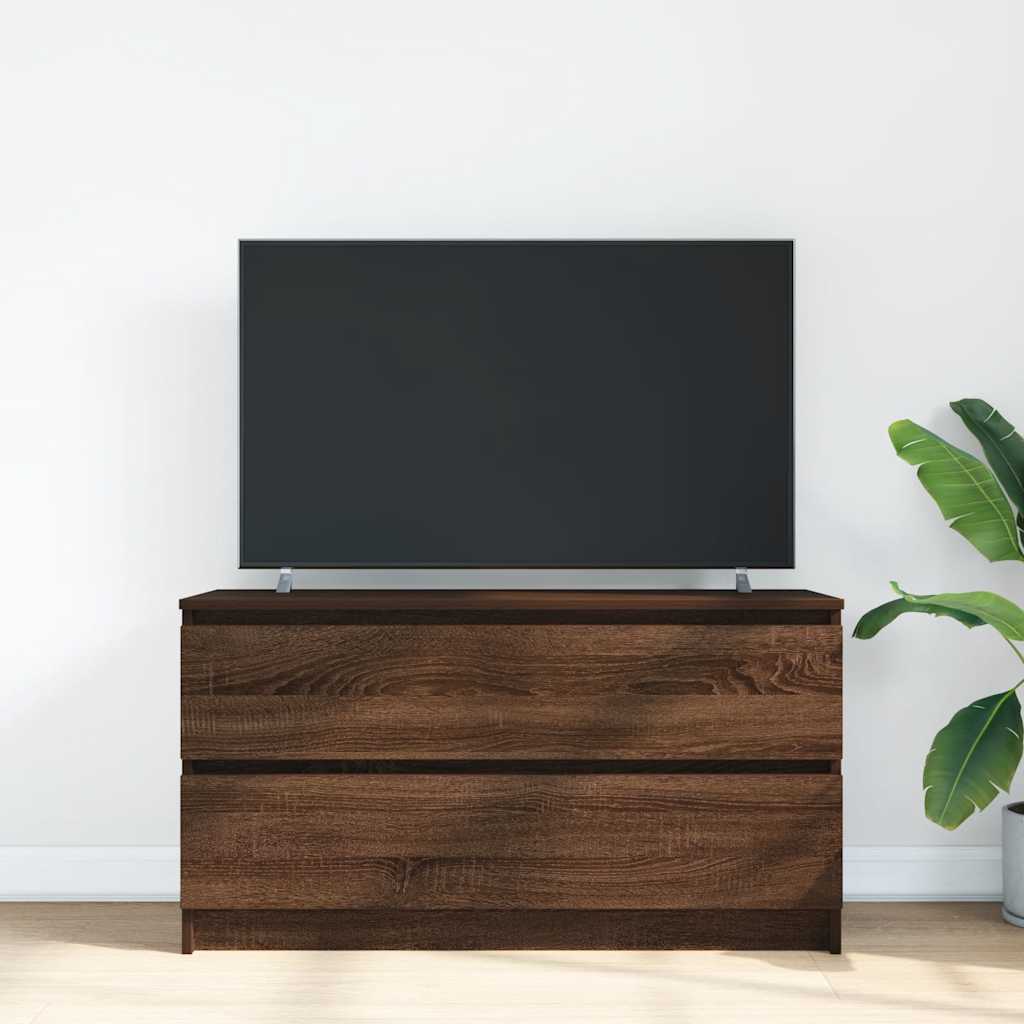 barna tölgyszínű szerelt fa TV-szekrény 100x35x54 cm