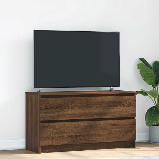 barna tölgyszínű szerelt fa TV-szekrény 100x35x54 cm