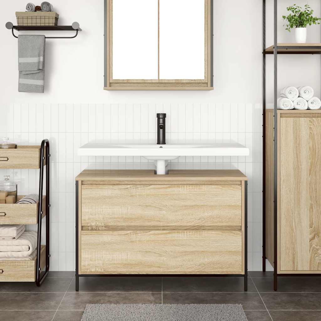 sonoma tölgy fürdőszobai mosdószekrény fiókokkal 90x34,5x60 cm