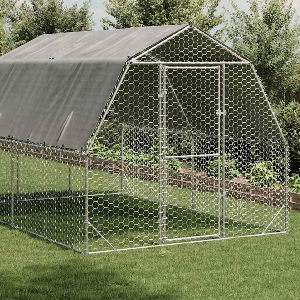 Csirkekifutó tetővel 2,5x4x2,25 m horganyzott acél