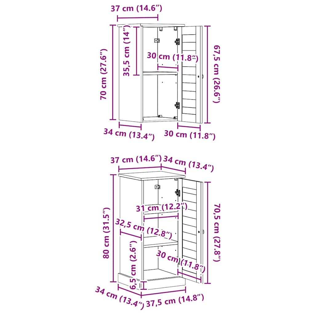 Fürdőszoba bútor szett VIGO 2 pcs antik fehér 37 x 34 x 80 cm