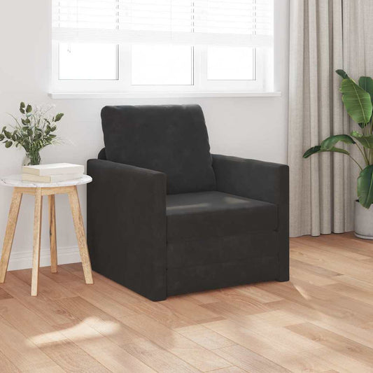 Földi Kanapéágy párnával Fekete 74 x 77 x 81 cm Bársony