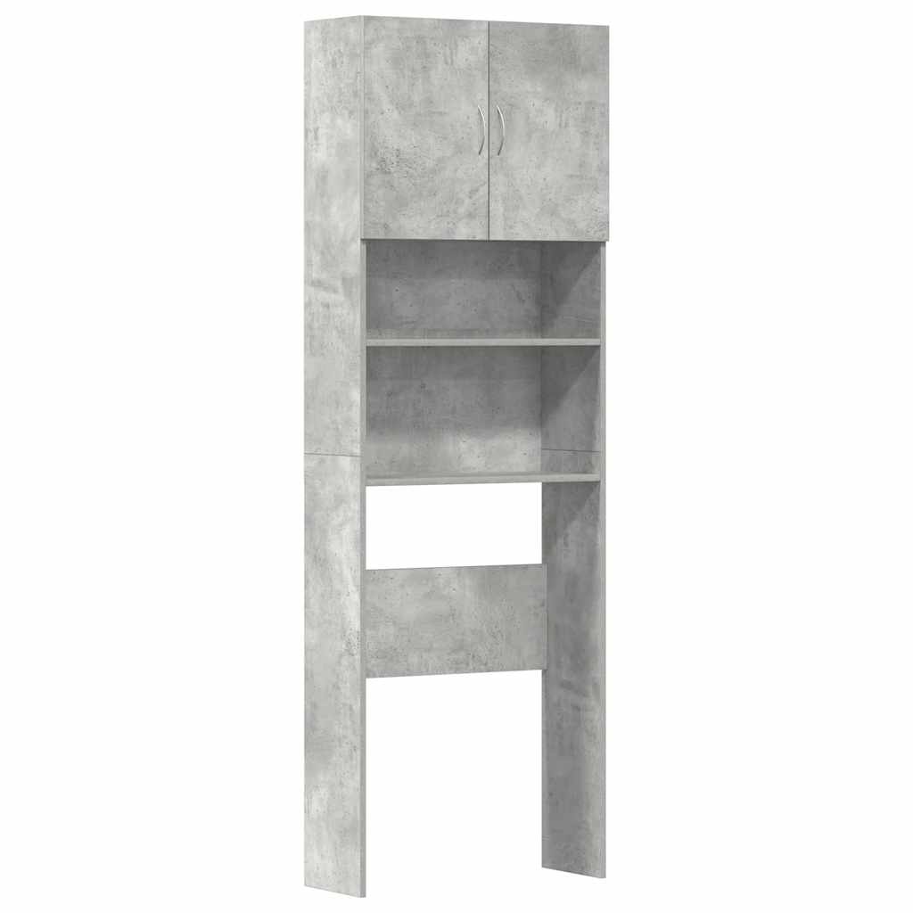 betonszürke szerelt fa mosógépszekrény 64 x 24 x 190 cm