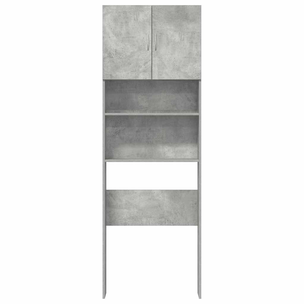 betonszürke szerelt fa mosógépszekrény 64 x 24 x 190 cm