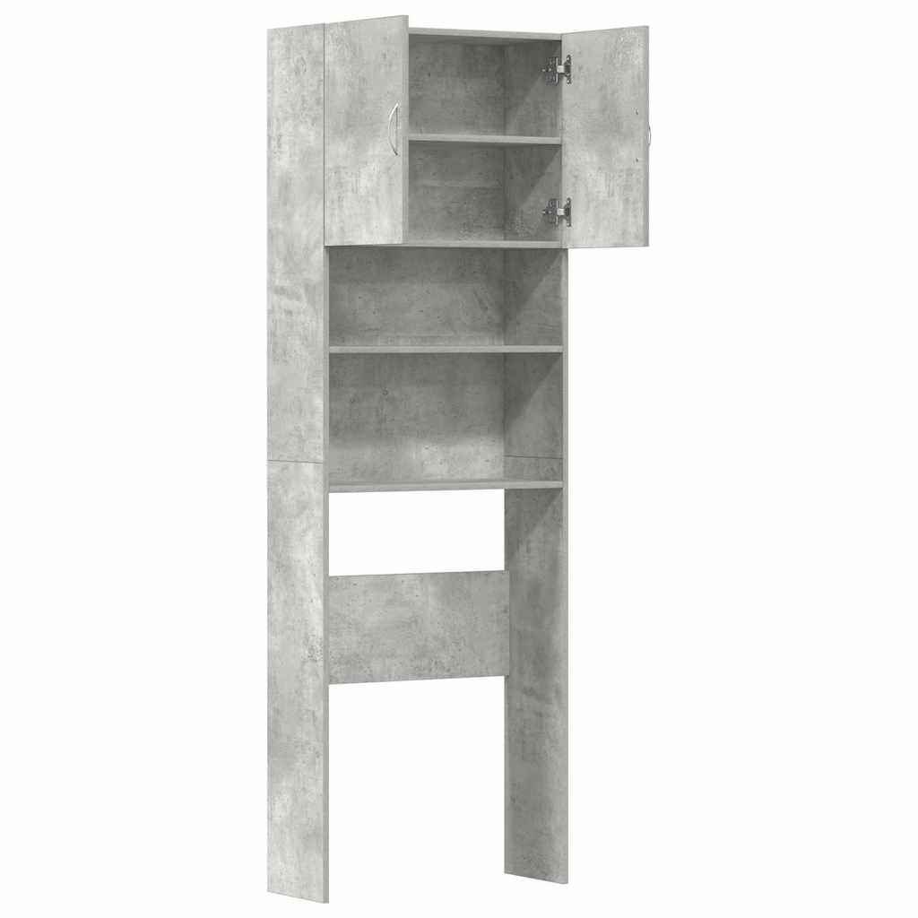 betonszürke szerelt fa mosógépszekrény 64 x 24 x 190 cm
