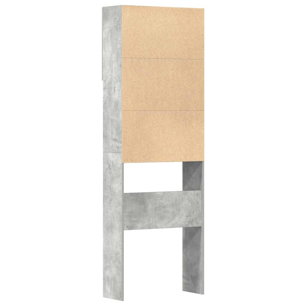 betonszürke szerelt fa mosógépszekrény 64 x 24 x 190 cm