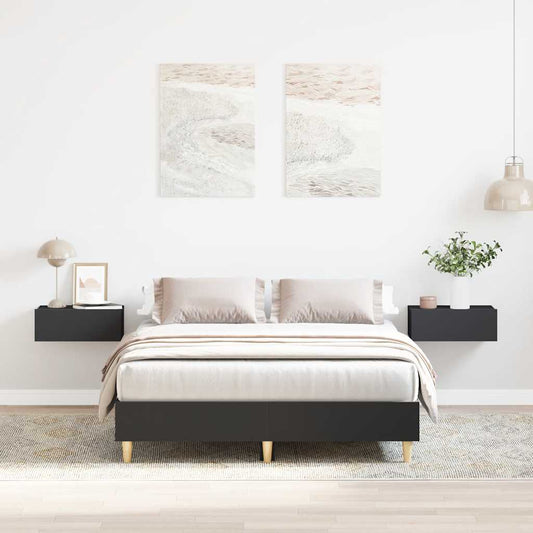 fekete szerelt fa ágykeret matrac nélkül 120 x 200 cm