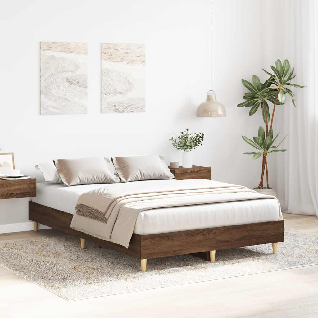 barna tölgy színű szerelt fa ágykeret matrac nélkül 120x200 cm