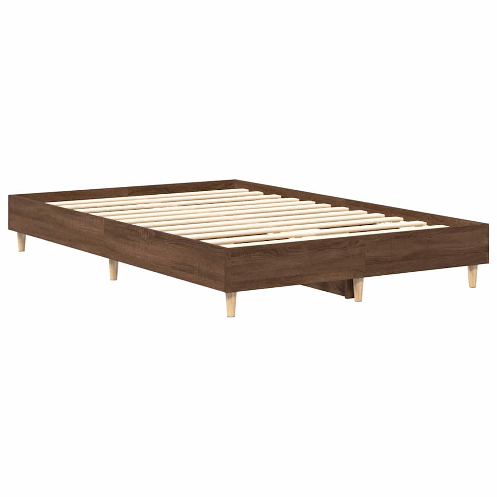 barna tölgy színű szerelt fa ágykeret matrac nélkül 120x200 cm