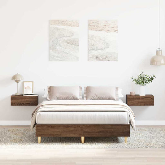 barna tölgy színű szerelt fa ágykeret matrac nélkül 120x200 cm