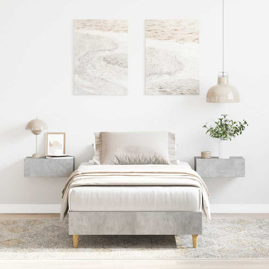 betonszürke szerelt fa ágykeret matrac nélkül 100 x 200 cm