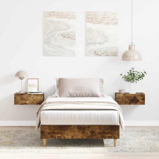 füstös tölgy színű szerelt fa ágykeret matrac nélkül 100x200 cm
