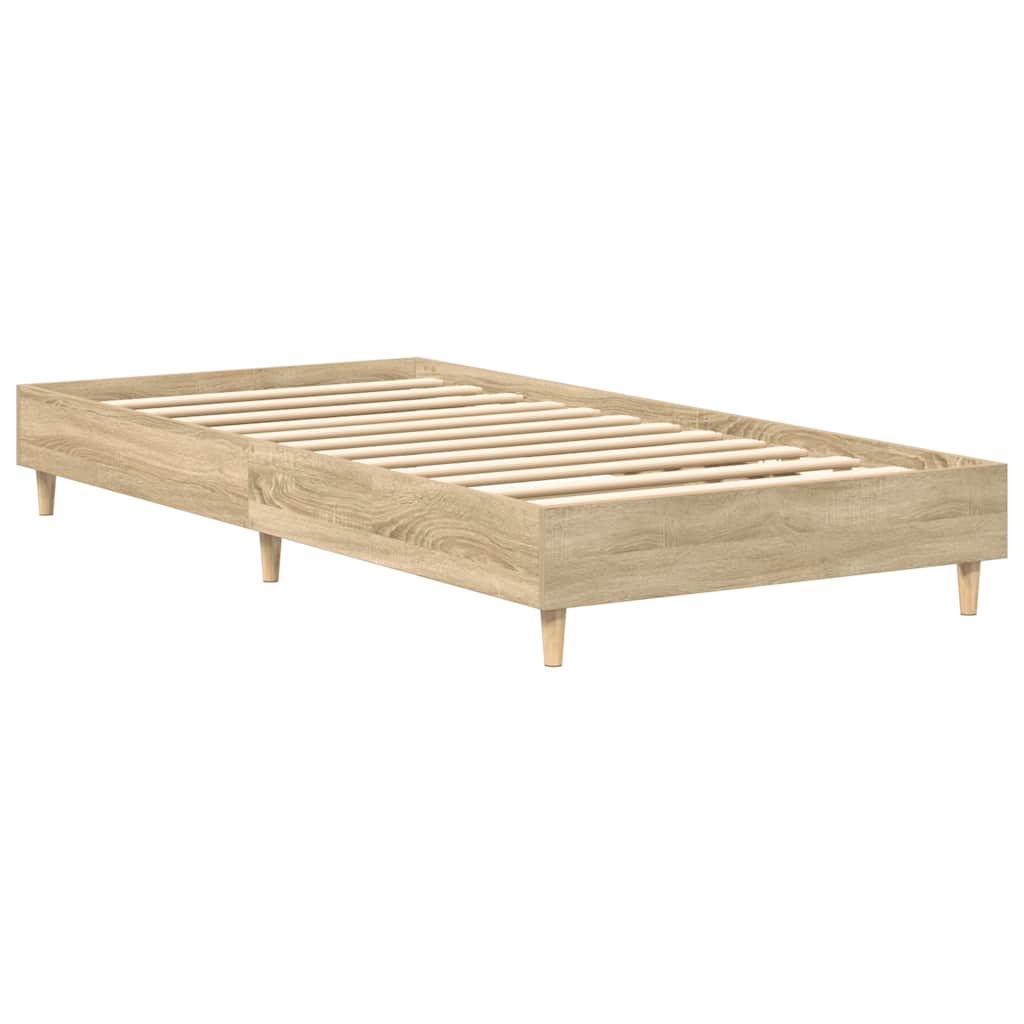 sonoma tölgy színű szerelt fa ágykeret matrac nélkül 90x200 cm
