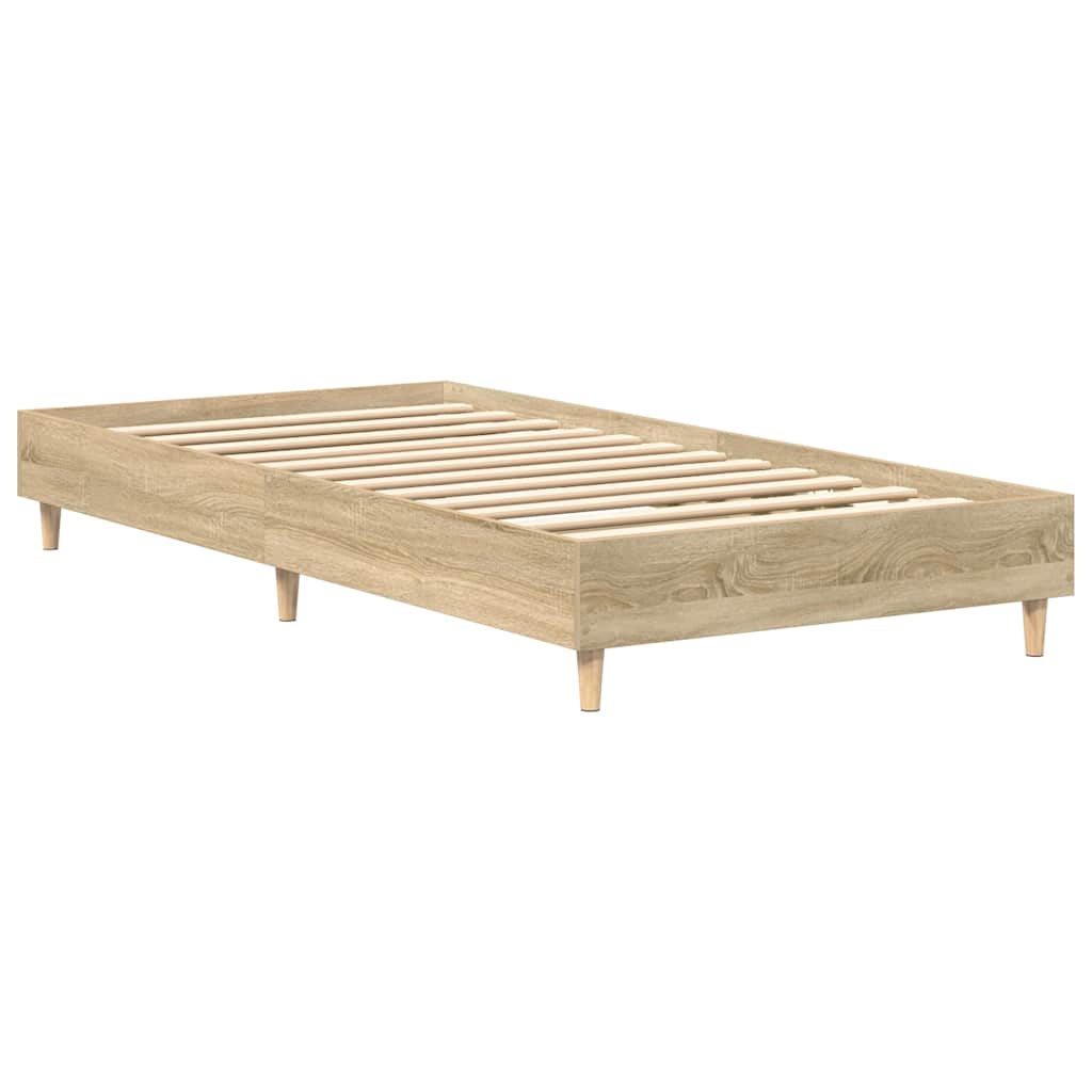 sonoma tölgy színű szerelt fa ágykeret matrac nélkül 90x200 cm