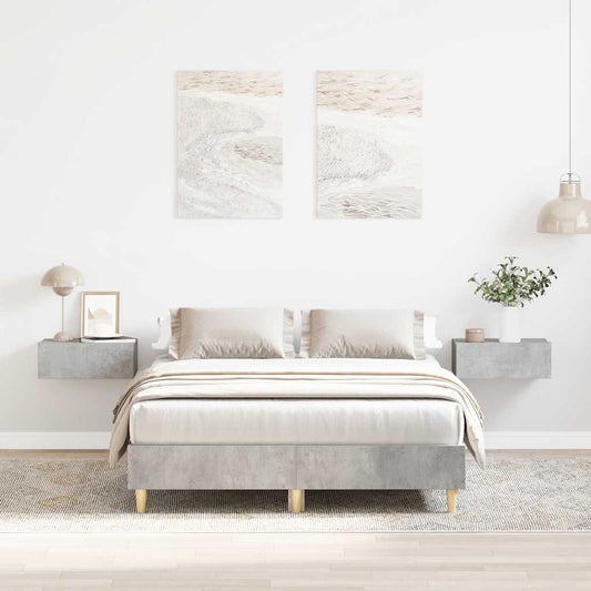 betonszürke szerelt fa ágykeret matrac nélkül 140x190 cm