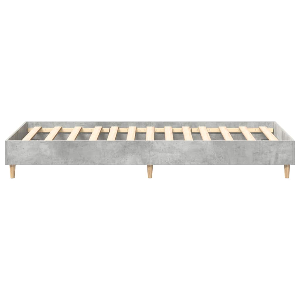 betonszürke szerelt fa ágykeret matrac nélkül 90 x 190 cm