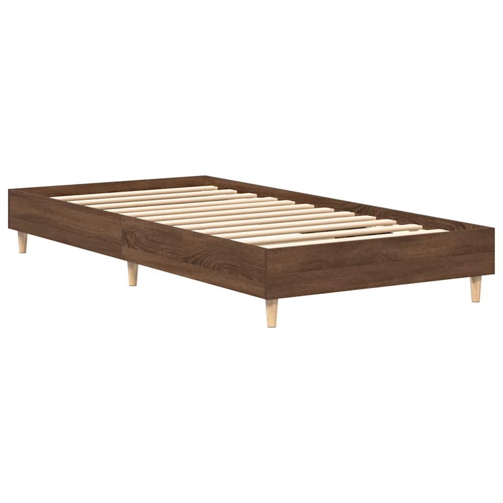 barna tölgy színű szerelt fa ágykeret matrac nélkül 90x190 cm