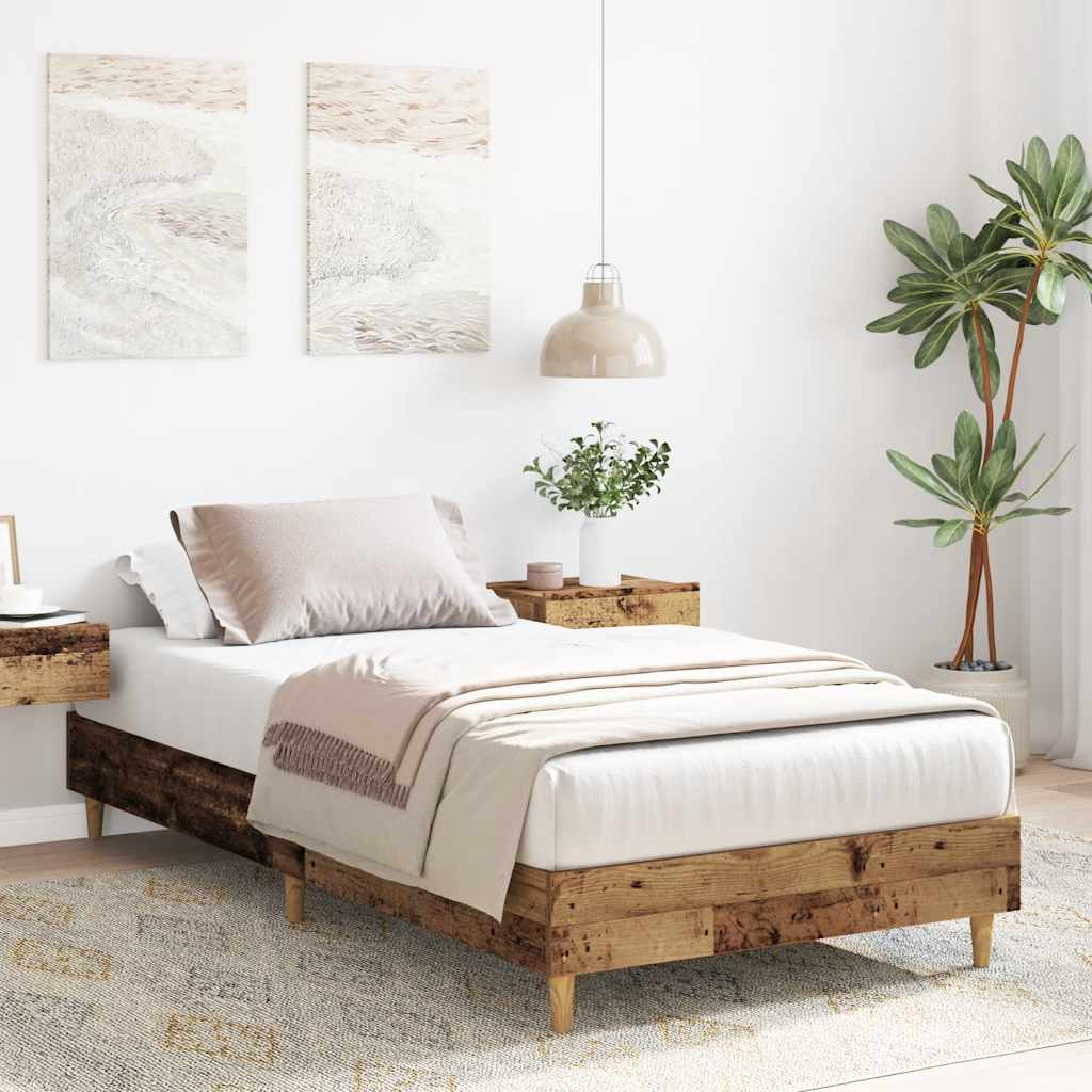 antik fa szerelt fa ágykeret matrac nélkül 90x190 cm