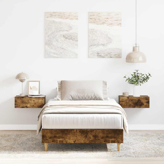 füstös tölgy színű szerelt fa ágykeret matrac nélkül 75x190 cm