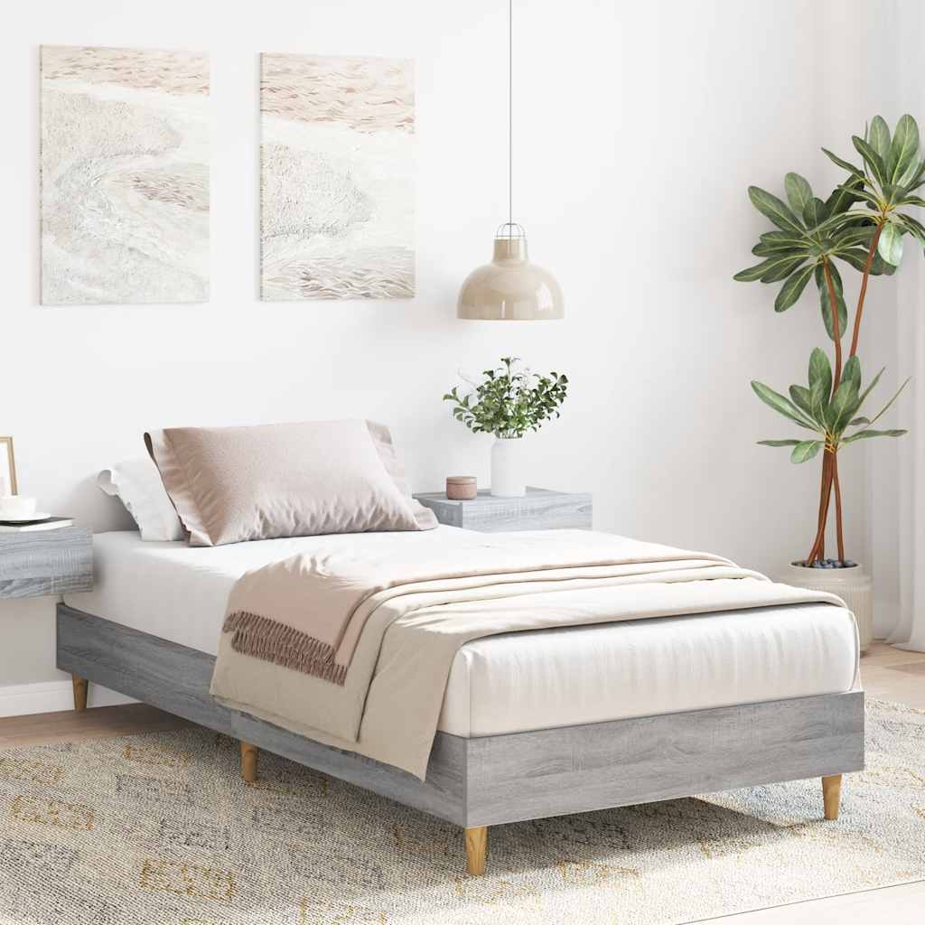 sonoma tölgyszínű szerelt fa ágykeret matrac nélkül 75 x 190 cm
