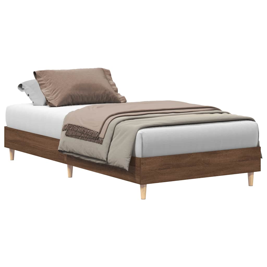 barna tölgy színű szerelt fa ágykeret matrac nélkül 75x190 cm