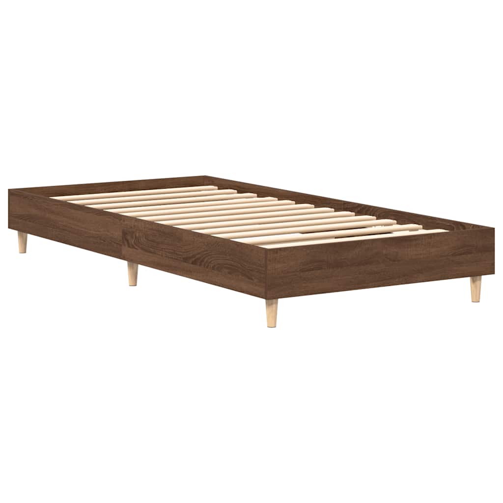 barna tölgy színű szerelt fa ágykeret matrac nélkül 75x190 cm