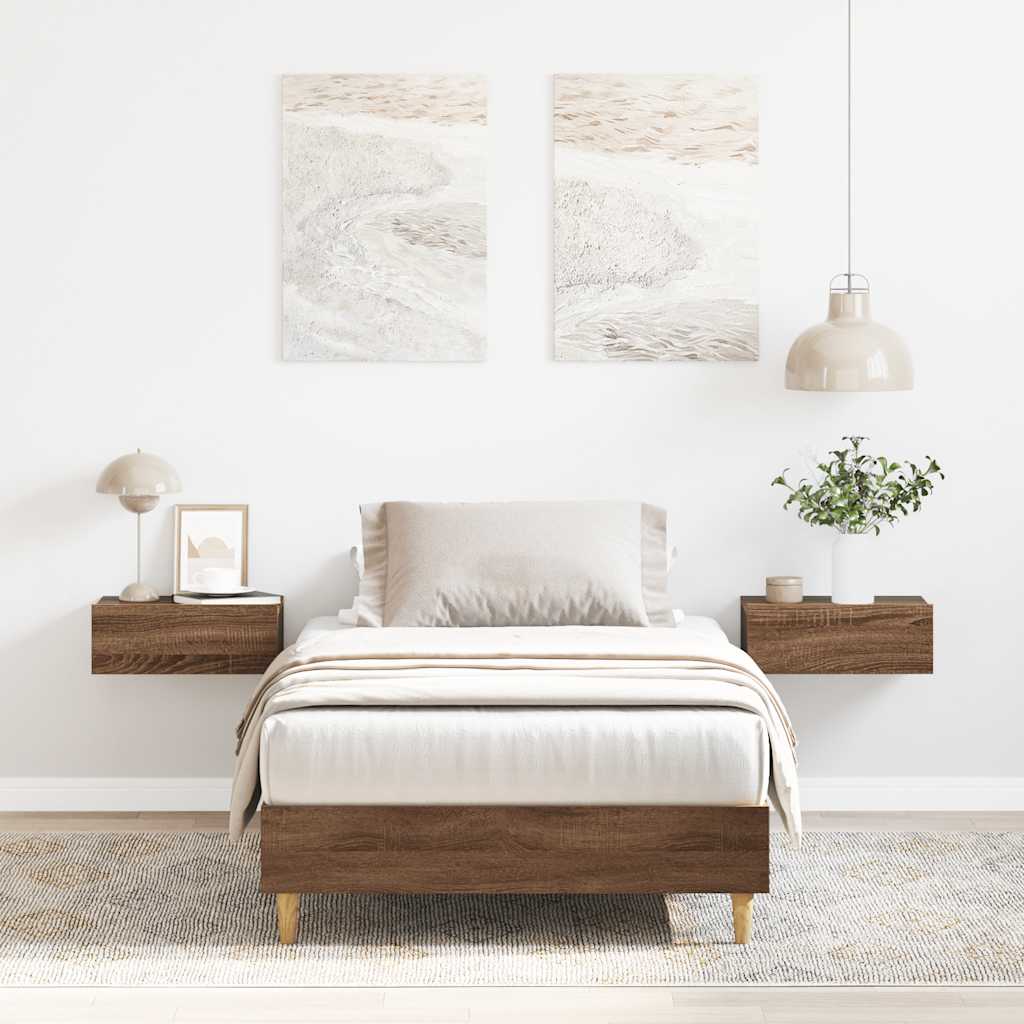 barna tölgy színű szerelt fa ágykeret matrac nélkül 75x190 cm