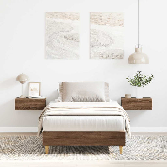 barna tölgy színű szerelt fa ágykeret matrac nélkül 75x190 cm