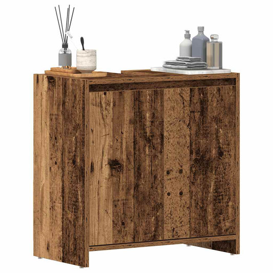 antik fa színű szerelt fa fürdőszobai mosdószekrény 60x33x60 cm