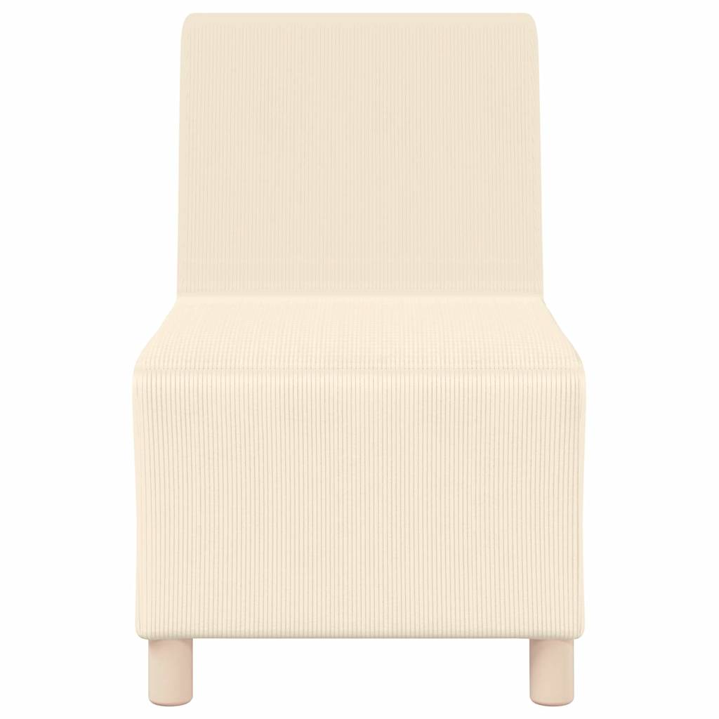 krémszínű kordbársony szövet karfa nélküli kanapészék 55 cm