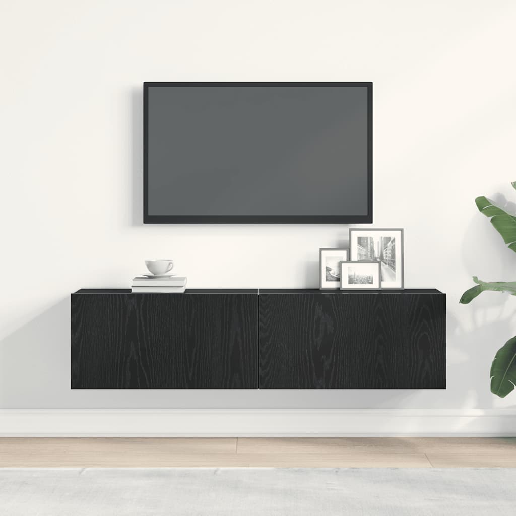 fekete tölgy színű szerelt fa TV-szekrény 120x30x30,5 cm
