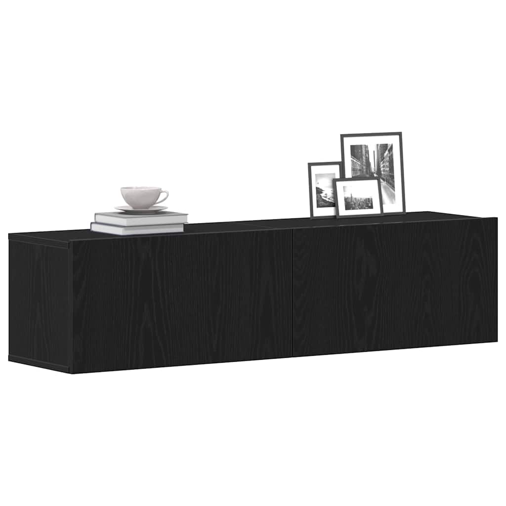 fekete tölgy színű szerelt fa TV-szekrény 120x30x30,5 cm