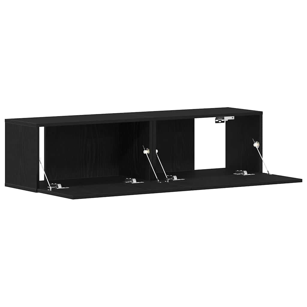 fekete tölgy színű szerelt fa TV-szekrény 120x30x30,5 cm