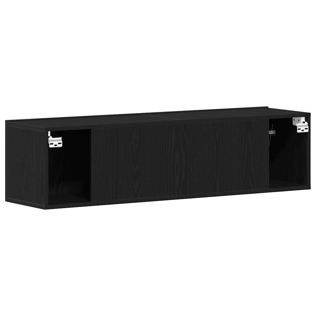 fekete tölgy színű szerelt fa TV-szekrény 120x30x30,5 cm