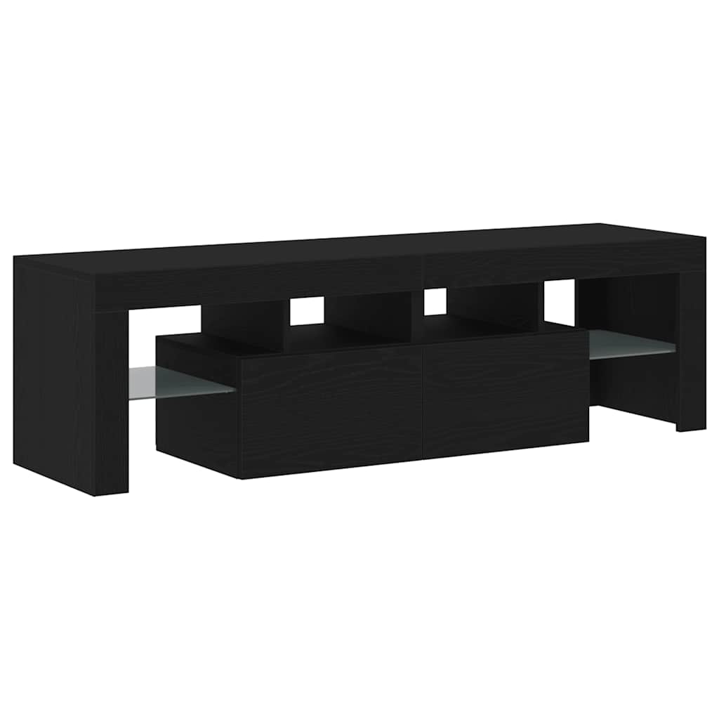 fekete tölgy szerelt fa TV-szekrény LED-ekkel 140x36,5x40 cm